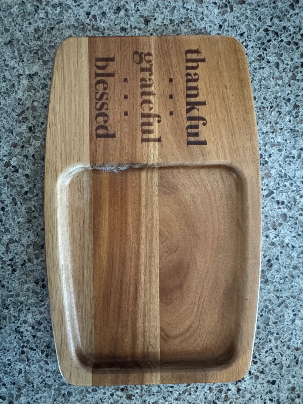 Pampered Chef Natural Wood Serving Tray with Engraved Message